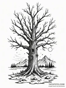Petrified tree beneath frozen sky, concept ar... - эскиз тату (№1751331919_0, 01.07.2025 01:05) — Tatufoto.com