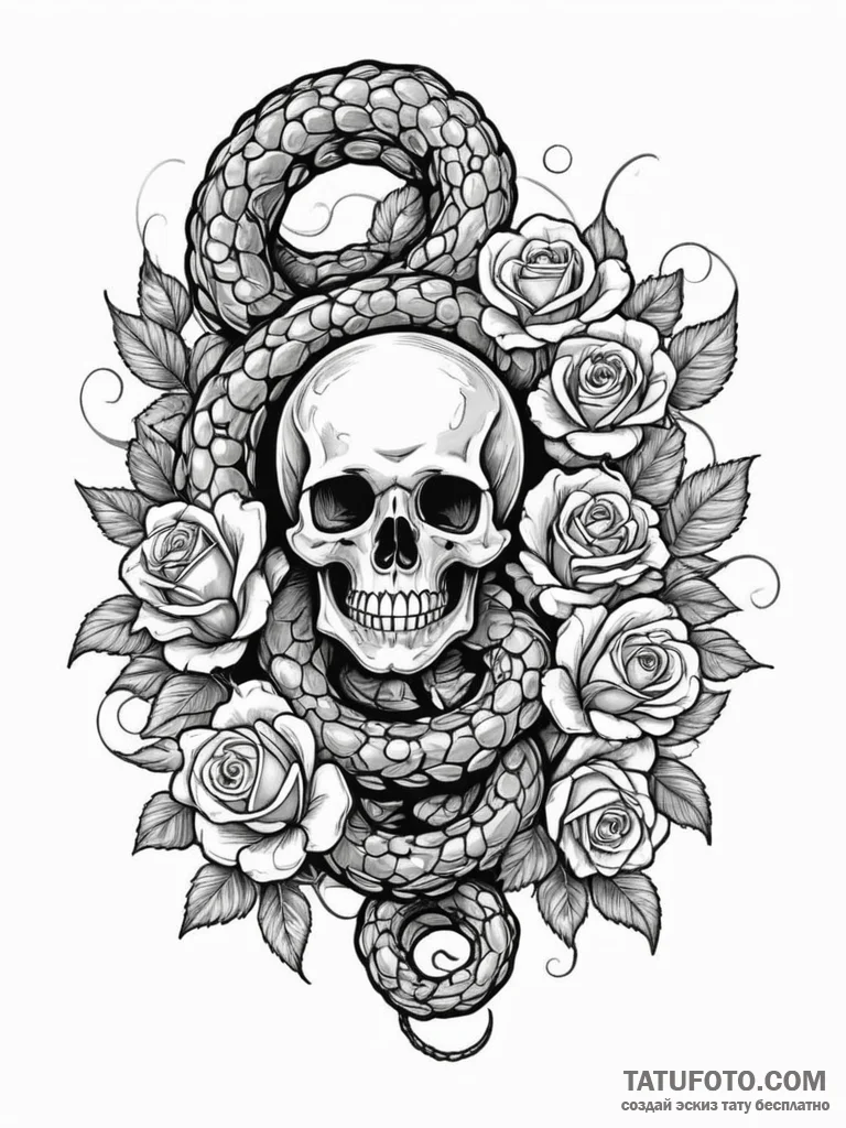 Pearl serpent coiling through coral, tattoo s... - эскиз тату (№1751332527_0, 01.07.2025 01:15) — Tatufoto.com