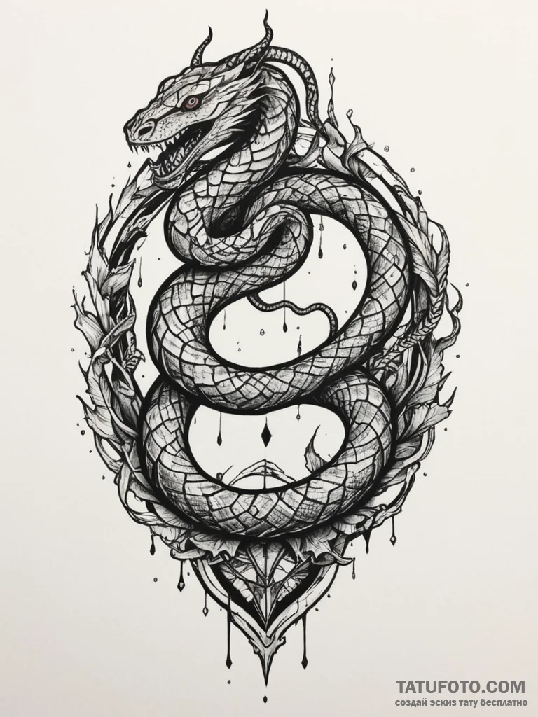 Mirror shards forming serpent, artistic tatto... - эскиз тату (№1751332590_0, 01.07.2025 01:16) — Tatufoto.com