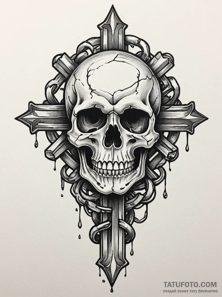 Animated chain forming skull, tattoo line art... - эскиз тату (№1751332716_0, 01.07.2025 01:18) — Tatufoto.com