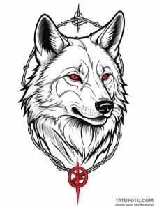 Apocalyptic wolf with barbed wire collar, tat... - эскиз тату (№1751333451_0, 01.07.2025 01:30) — Tatufoto.com