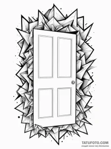 Door ajar, spilling geometric, non-euclidean... - эскиз тату (№1751333514_0, 01.07.2025 01:31) — Tatufoto.com