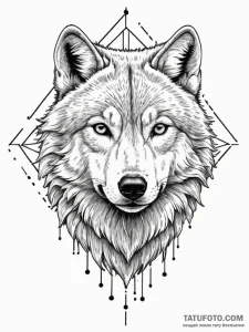 Arctic wolf with frost-encrusted fur, tattoo... - эскиз тату (№1751333578_0, 01.07.2025 01:32) — Tatufoto.com