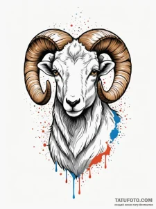 Ram, symbolizing determination and leadership... - эскиз тату (№1751334526_0, 01.07.2025 01:48) — Tatufoto.com