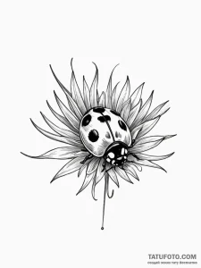 Ladybug crawling on a single, perfect blade o... - эскиз тату (№1751334590_0, 01.07.2025 01:49) — Tatufoto.com