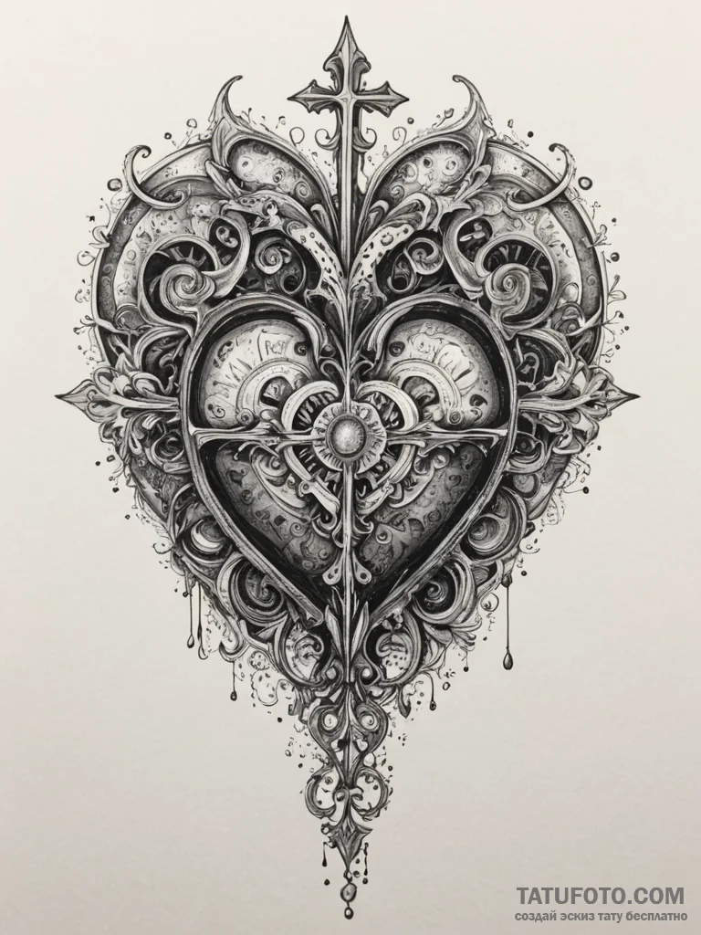 Mechanical heart pumping liquid starlight, co... - эскиз тату (№1751334654_0, 01.07.2025 01:50) — Tatufoto.com