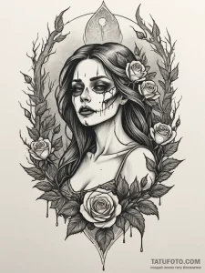 A haunting banshee figure wailing in a misty... - эскиз тату (№1751335134_0, 01.07.2025 01:58) — Tatufoto.com