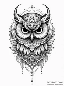 Owl with skull, tattoo flash sheet design, ae... - эскиз тату (№1751335409_0, 01.07.2025 02:03) — Tatufoto.com