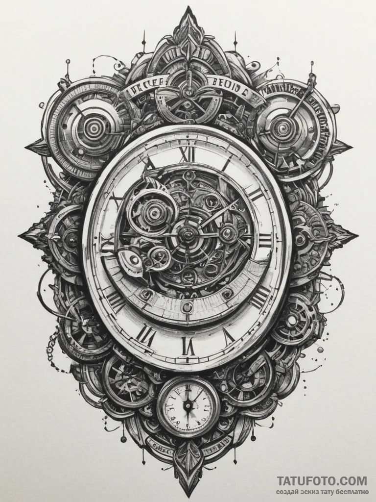 Time traveler's watch, with multiple dials fo... - эскиз тату (№1751335472_0, 01.07.2025 02:04) — Tatufoto.com