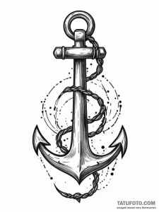 Anchor, tattoo sketch design, on a clean whit... - эскиз тату (№1751335809_0, 01.07.2025 02:10) — Tatufoto.com