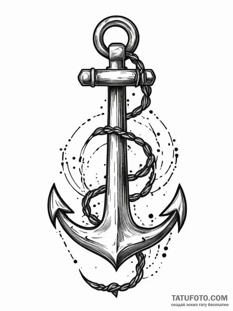 Anchor, tattoo sketch design, on a clean whit... - эскиз тату (№1751335809_0, 01.07.2025 02:10) — Tatufoto.com