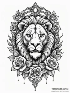 Ancient lion guarding ruined gate, tattoo fla... - эскиз тату (№1751336001_0, 01.07.2025 02:13) — Tatufoto.com