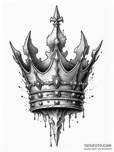 Royal crown cracked in battle, tattoo sketch... - эскиз тату (№1751336353_0, 01.07.2025 02:19) — Tatufoto.com