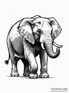 War elephant, armored and charging, artistic... - эскиз тату (№1751336416_0, 01.07.2025 02:20) — Tatufoto.com