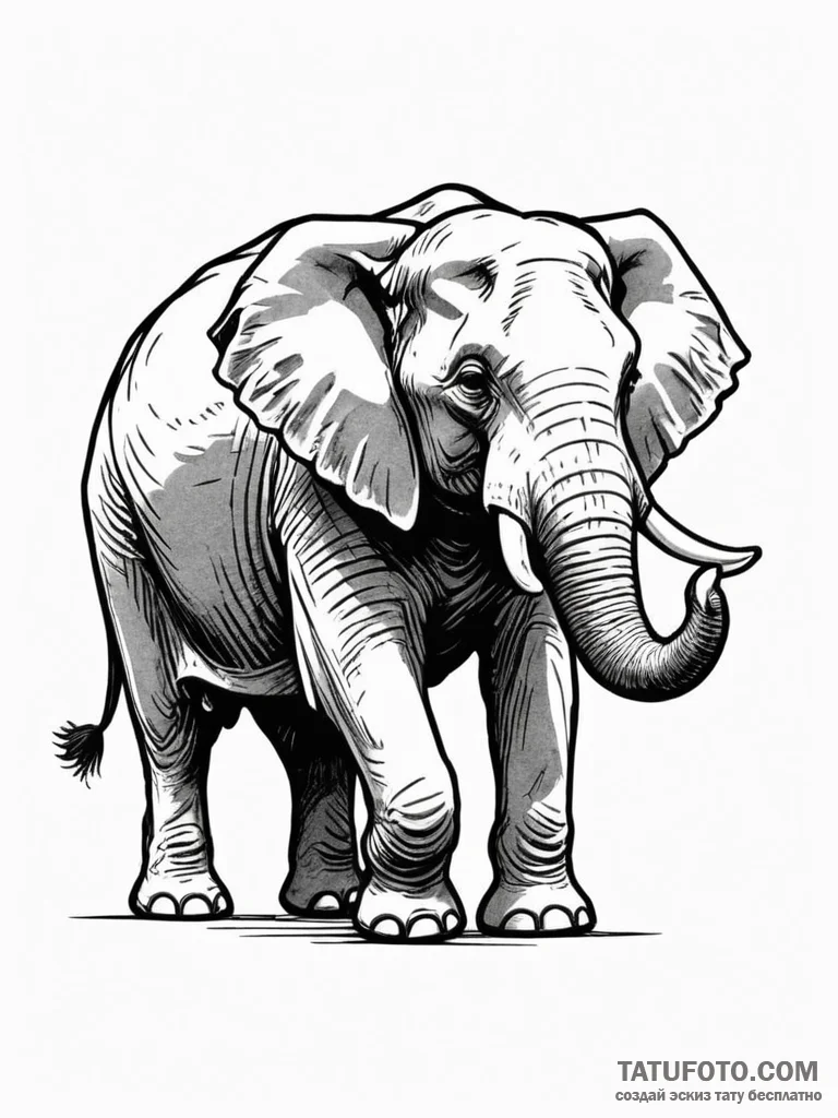 War elephant, armored and charging, artistic... - эскиз тату (№1751336416_0, 01.07.2025 02:20) — Tatufoto.com