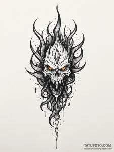 Iron blade devouring celestial flame, tattoo... - эскиз тату (№1751336689_0, 01.07.2025 02:24) — Tatufoto.com