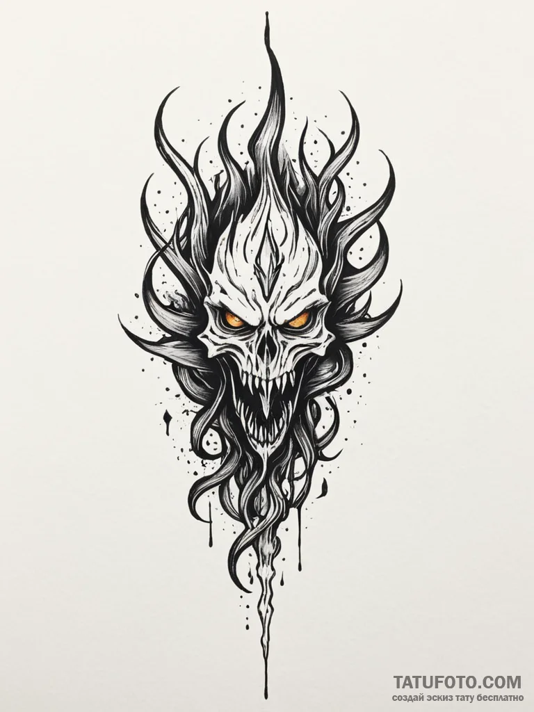Iron blade devouring celestial flame, tattoo... - эскиз тату (№1751336689_0, 01.07.2025 02:24) — Tatufoto.com