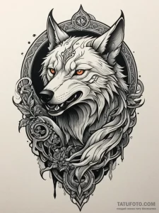 Abyssal wolf prowling ruins, tattoo sketch de... - эскиз тату (№1751337090_0, 01.07.2025 02:31) — Tatufoto.com