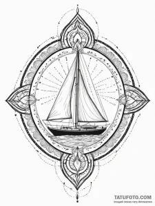 Yacht, under sail on a calm sea, concept art... - эскиз тату (№1751337748_0, 01.07.2025 02:42) — Tatufoto.com