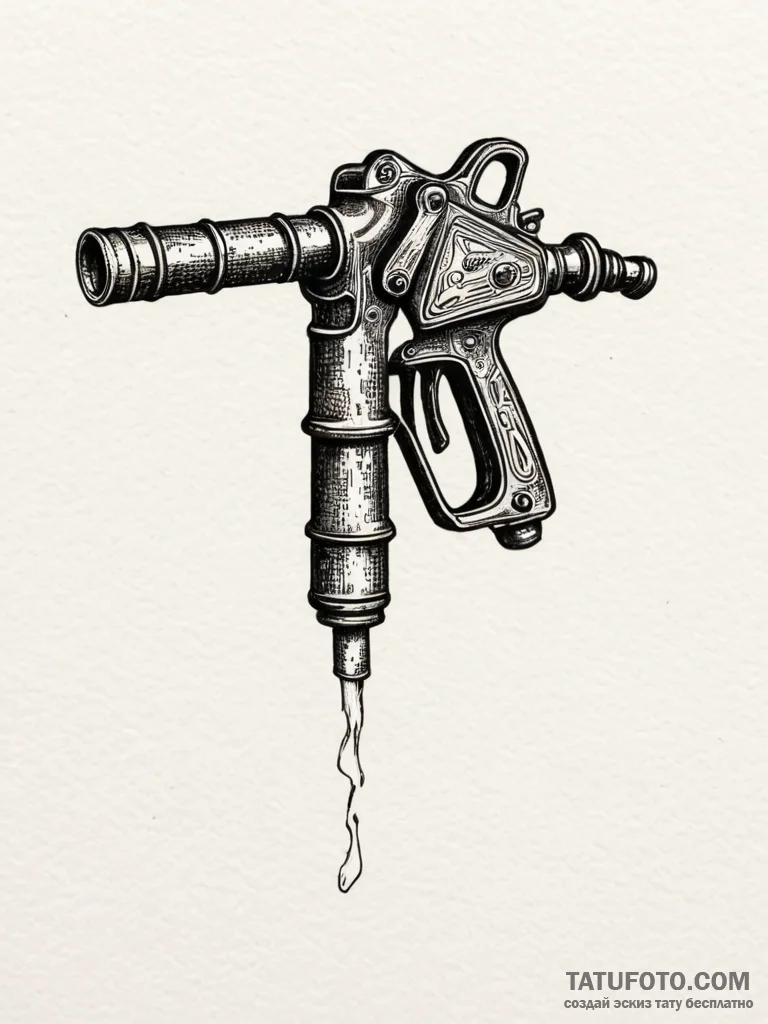 Fuel nozzle pumping gasoline that morphs into... - эскиз тату (№1751337907_0, 01.07.2025 02:45) — Tatufoto.com