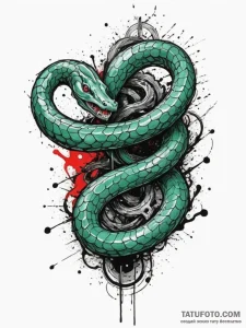 Emerald serpent in cosmic rift, concept art f... - эскиз тату (№1751337981_0, 01.07.2025 02:46) — Tatufoto.com