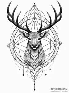 Atomic stag with neon glow, tattoo sketch des... - эскиз тату (№1751338217_0, 01.07.2025 02:50) — Tatufoto.com