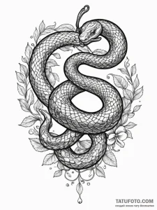 Apple with snake coiled around, tattoo line a... - эскиз тату (№1751338752_0, 01.07.2025 02:59) — Tatufoto.com