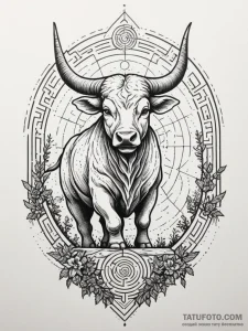 Minotaur in a labyrinth (the scene), ink illu... - эскиз тату (№1751340062_0, 01.07.2025 03:21) — Tatufoto.com