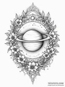 Saturn with its rings made of shimmering, del... - эскиз тату (№1751340134_0, 01.07.2025 03:22) — Tatufoto.com