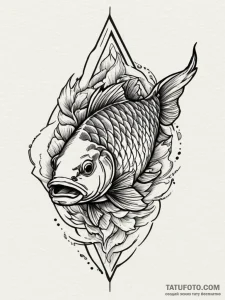 Carp, tattoo sketch design, stylized interpre... - эскиз тату (№1751340551_0, 01.07.2025 03:29) — Tatufoto.com