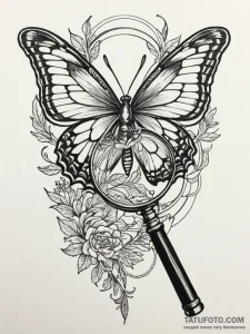 Magnifying glass showing the pixel grid on a... - эскиз тату (№1751340622_0, 01.07.2025 03:30) — Tatufoto.com