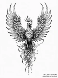Bone phoenix in skeletal form, tattoo drawing... - эскиз тату (№1751340686_0, 01.07.2025 03:31) — Tatufoto.com