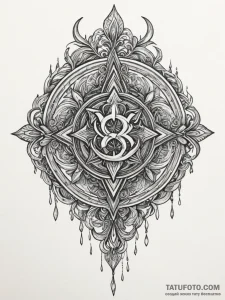 Molten sigil beneath frozen bloom, artistic t... - эскиз тату (№1751340814_0, 01.07.2025 03:33) — Tatufoto.com
