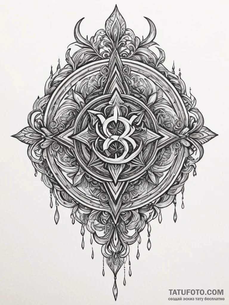 Molten sigil beneath frozen bloom, artistic t... - эскиз тату (№1751340814_0, 01.07.2025 03:33) — Tatufoto.com
