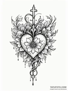 Oak heart beneath spectral bloom, tattoo flas... - эскиз тату (№1751341428_0, 01.07.2025 03:43) — Tatufoto.com