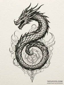 Dragon scales with glowing runes, ink illustr... - эскиз тату (№1751341555_0, 01.07.2025 03:45) — Tatufoto.com