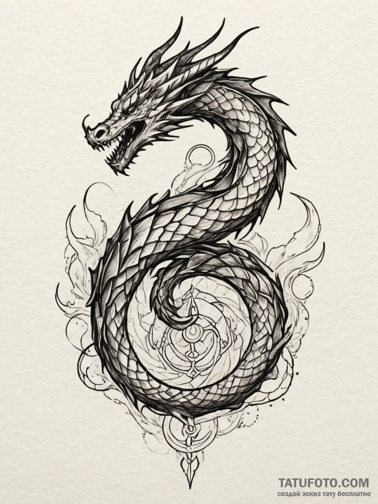 Dragon scales with glowing runes, ink illustr... - эскиз тату (№1751341555_0, 01.07.2025 03:45) — Tatufoto.com