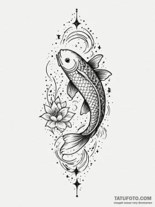 Koi fish swimming in starry void, tattoo sket... - эскиз тату (№1751341916_0, 01.07.2025 03:51) — Tatufoto.com