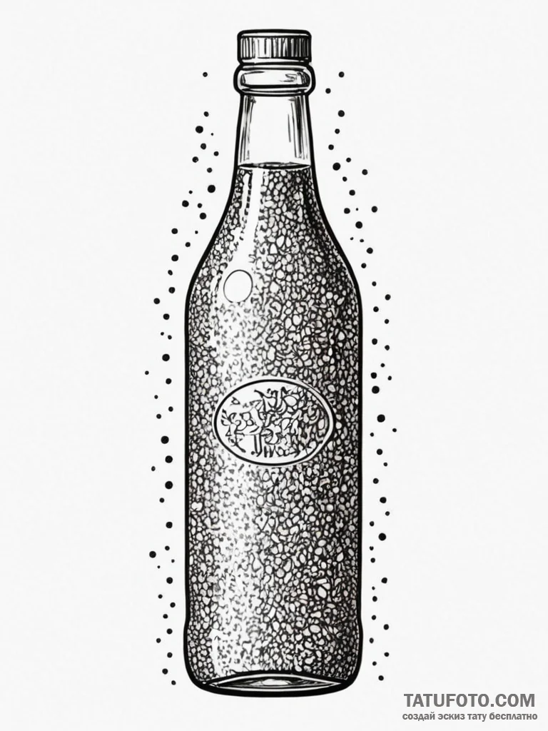Bottle with a label 'tears', filled with spar... - эскиз тату (№1751342468_0, 01.07.2025 04:01) — Tatufoto.com