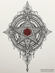 Pentagram, tattoo drawing outline, on a clean... - эскиз тату (№1751342798_0, 01.07.2025 04:06) — Tatufoto.com