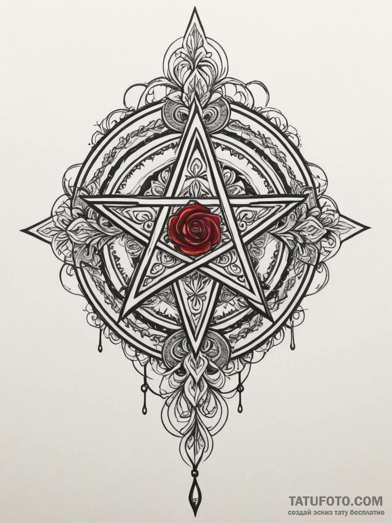 Pentagram, tattoo drawing outline, on a clean... - эскиз тату (№1751342798_0, 01.07.2025 04:06) — Tatufoto.com