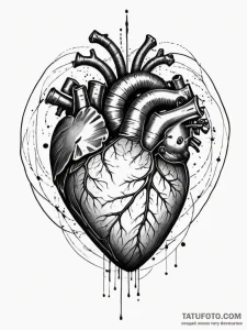 Xenolith heart glowing in darkness, tattoo li... - эскиз тату (№1751343280_0, 01.07.2025 04:14) — Tatufoto.com
