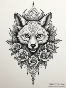 Fox with nine tails, each tipped with a diffe... - эскиз тату (№1751343436_0, 01.07.2025 04:17) — Tatufoto.com