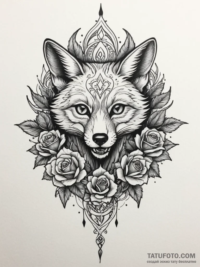 Fox with nine tails, each tipped with a diffe... - эскиз тату (№1751343436_0, 01.07.2025 04:17) — Tatufoto.com