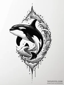 Killer whale (orca) silhouette filled with oc... - эскиз тату (№1751344234_0, 01.07.2025 04:30) — Tatufoto.com