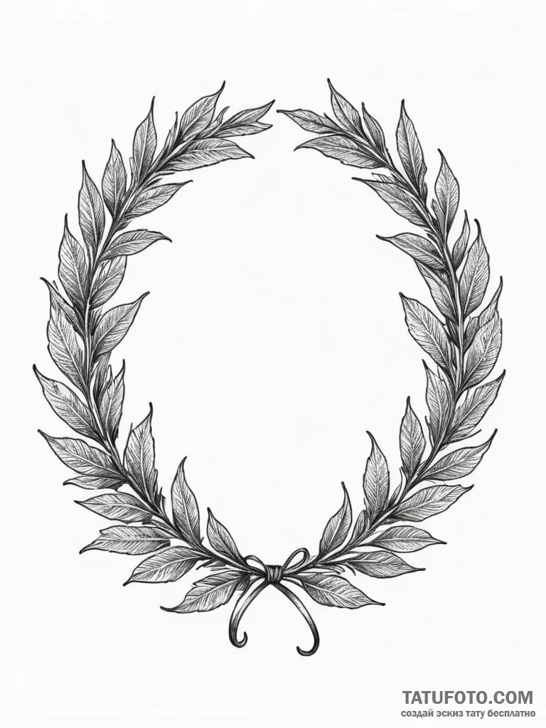 Laurel wreath made of thorny branches, concep... - эскиз тату (№1751344615_0, 01.07.2025 04:36) — Tatufoto.com