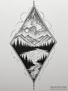 Umbra staff beneath burning sky, tattoo drawi... - эскиз тату (№1751345175_0, 01.07.2025 04:46) — Tatufoto.com