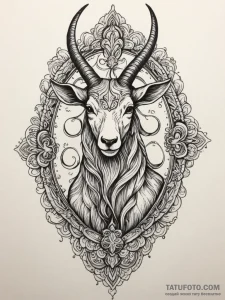 Capricorn, tattoo drawing outline, vibrant co... - эскиз тату (№1751345367_0, 01.07.2025 04:49) — Tatufoto.com