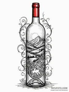 Wine bottle, aged and valuable, from a signif... - эскиз тату (№1751346133_0, 01.07.2025 05:02) — Tatufoto.com