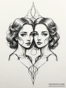Gemini twins depicted as light and shadow, co... - эскиз тату (№1751346259_0, 01.07.2025 05:04) — Tatufoto.com